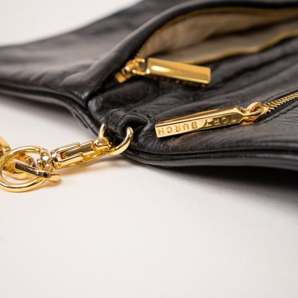 Tory Burch Black Leather Fold Over Shoulder Bag - Picture 2 of 4